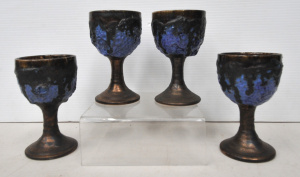 Lot 212 - Set of 4 Robert Beck Goblets with Lava glaze (one af) - all signed
