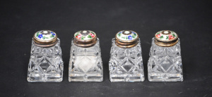2 pairs Norwegian Sterling 925 & Enamel Salt & Pepper shakers, - Square