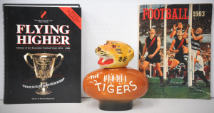 3 x Vintage Football Items incl Ceramic The Tigers JamesJim Beam Decanter, 1963