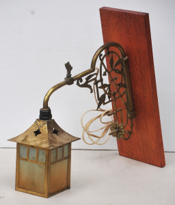 Lot 8 - Vintage Brass Arts & Crafts Hanging Lantern - ornate Brass converted