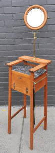 Lot 11 - Vintage Arts & Crafts Buckley & Nunn oak shaving stand with bla
