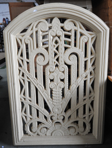 Lot 43 - Impressive arched Art Deco pierced plaster panel - 141cm H - minor loss
