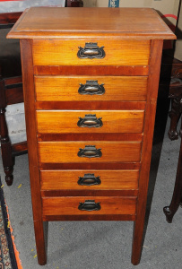 Lot 60 - Tallboy chest of drawers w front hinged drawers (possibly for sheet mus