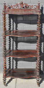 Lot 63 - Ornate Victorian Rosewood 4 tier Stand Shelf - Barley Twist Columns &a