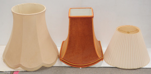 Lot 66 - 3 x Vintage Lamp Shades inc Burnt Umber Velvet - square with scalloped