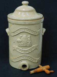 Lot 76 - Late19th Century Whites Melbourne Stoneware Water Filter (48cms H) wit