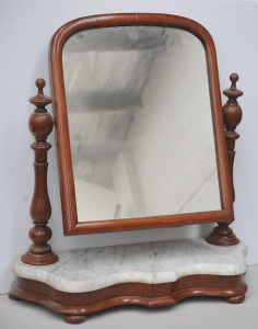 Lot 84 - Victorian mahogany and marble vanity mirror - 72cm H