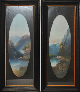 Lot 135 - Artist Unknown Pair framed c1900 20s Oil Paintings - River Scenes - bo