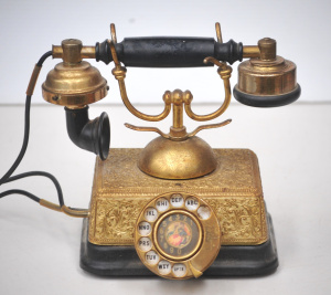 Lot 177 - Vintage Japanese Brass & Bakelite decorator telephone