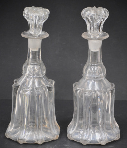Lot 198 - Pair Victorian Glass Decanters - Bell ribbed design with matching stop