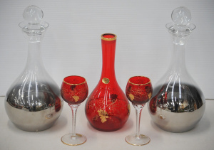 Lot 202 - Group of quality glassware inc 2 x French Modernist style silver ombre