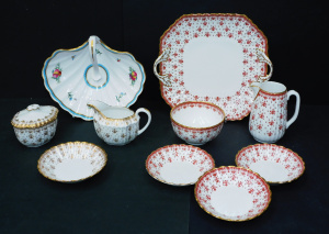 Lot 206 - Group lot of Spode China inc Fleur de Lys Red Cake Plate, Creamer, Ope