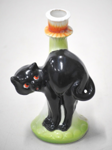 Lot 217 - 1930s German Art Deco ceramic Cat Candlestick 19cm H