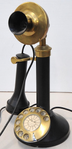 Vintage Brass & Bakelite Candlestick Telephone 31cm H