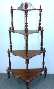 Lot 002 - Ornate Edwardian ceder 4 tiered whatnot - 112cm H