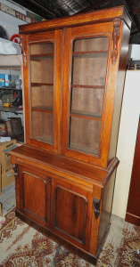 Lot 003 - Victorian Cedar Bookcase - Glazed top section, Cupboards & Drawer