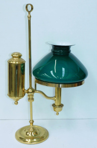 Lot 007 - Vintage Brass Manhatton Perfection Single adjustable arm lamp with Eme