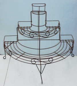 Lot 012 - Vintage Three Tier Half Circle tubed Metal Plant stand 82cm H x 100cm