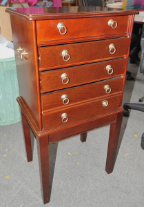 Lot 013 - Myers Grace Bros antique style cutlery cabinet with brass fittings c19
