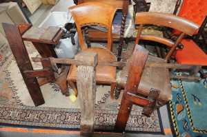 Lot 030 - Lot of Vintage Assorted Furniture & Mixed Items incl Spade Back Di