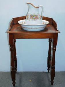 Lot 034 - c1910 Cedar Wash Stand, Basin & Jug - Kensington Wash Basin set w