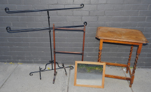 Lot 040 - Lot of Occasional Furniture incl Wooden Towel Rack, Occasional Table w
