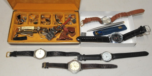 Lot 051 - Grp - Gents watches, Felicia, chronograph, prs cufflinks, bling, gemst