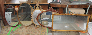 Lot 074 - 5 x vintage decorative (gilt framed and other) wall mirrors - largest