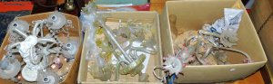 Lot 076 - 3 x vintage glass and crystal chandeliers inc Italian (af)