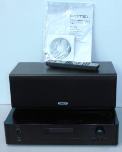 Lot 079 - Audio equipment inc Rotel Pre-Amp model RC-1570 w remote (43cm W), Tan