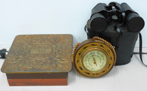 Lot 101 - 3 x vintage items inc Hecla Foot Warmer (27cm W), Super Zenith binocul
