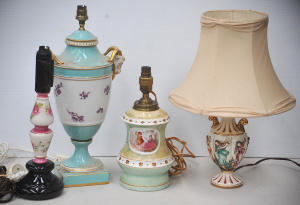 Lot 104 - 4 x vintage ceramic table lamps nc Capodimonte, Victorian, French etc