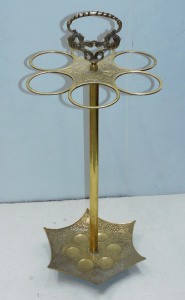 Lot 131 - Vintage Brass Umbrella stand - Grape & Vine pattern with Umbrella