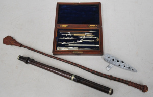Lot 156 - Mixed Group vintage inc Cased Precision Drawing Set, Leather riding cr