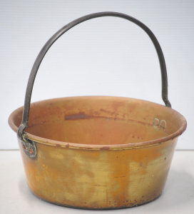 Lot 159 - Vintage handled brass jam pot - 32cm W