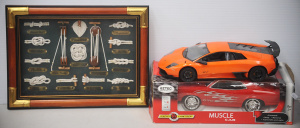 Lot 160 - Framed nautical knot display (40cm W), boxed Eztec RC '67 Mustang GTO,