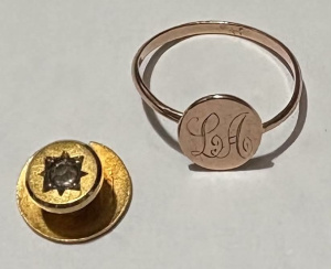 Lot 176 - 2 x pces Aronson Melbourne 15ct gold Stud with white stone in star set