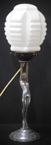 Lot 198 - Vintage Art Deco Chrome Plated Diana Lamp w Vintage Beehive White Glas