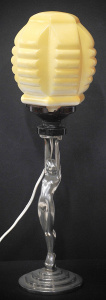 Lot 200 - Vintage Art Deco Chrome Plated Diana Lamp w Vintage Beehive Cream Glas