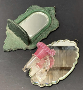 Lot 204 - 2 x vintage sconce mirrors inc Victorian with ruffle rimmed art glass