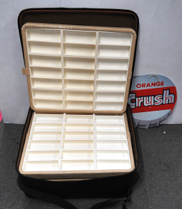 2 pces inc Reproduction Orange Crush enamel sign - bottle top shape 38cm D &