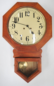 Lot 006 - Vintage West German octagonal regulator style wall clock - 60cm H
