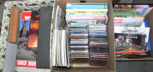 Lot 014 - 3 x boxes mixed Items - Cased 3 piece Flute, Cds, old Headline Newspap