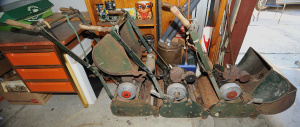 Lot 018 - 3 x Vintage ATCO Lawn Mowers w Their Original Grass Catchers incl Atco