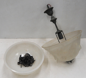 Lot 025 - 2 x frosted glass antique style ceiling light fittings - larger 40cm W