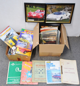 Lot 047 - Group lot Motoring items inc Magazines - Kit Carm Zoom, 1950s Spark Pl