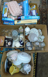 Lot 058 - 4 x Boxes Mixed inc Royal Doulton Trio, Tuscan Trios, Stuart Crystal,