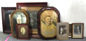 Lot 063 - Group lot of vintage family photographs inc convex bubble glass framed