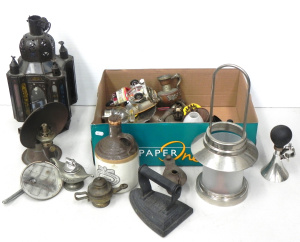 Lot 068 - Mixed box lot inc vintage and modern light fittings inc fenestrated me
