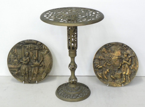 Lot 069 - Group of vintage brass inc fenestrated wine table depicting a squirrel